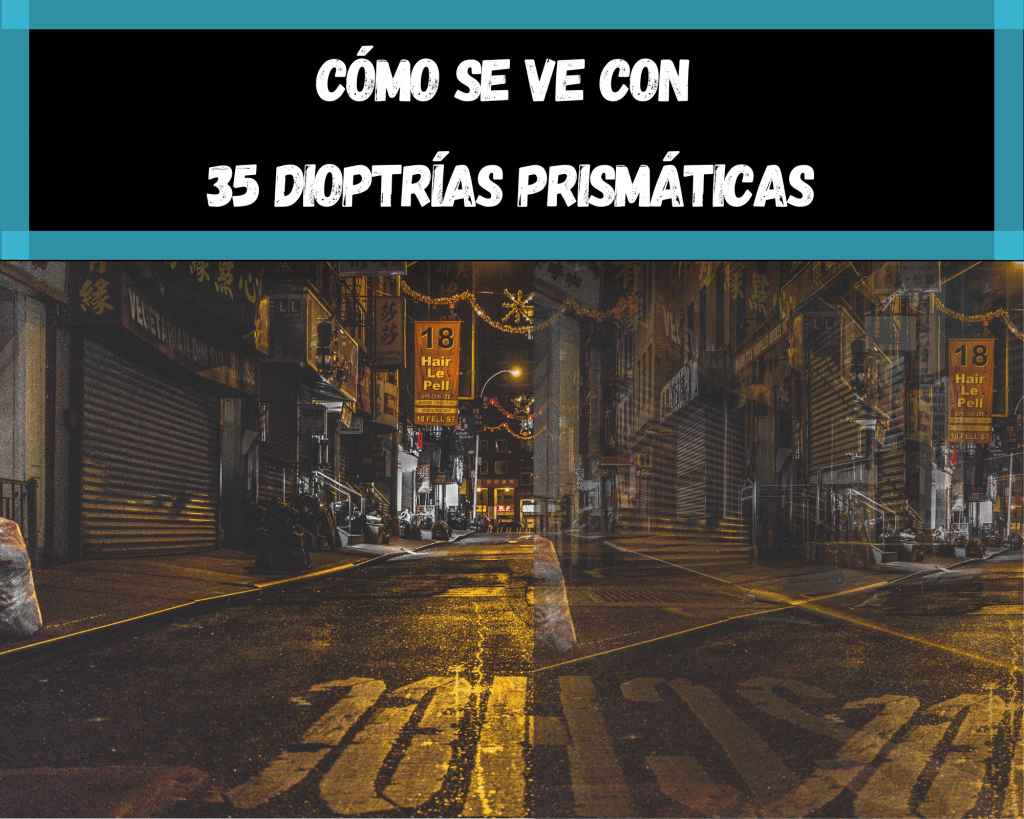 Tratamiento para la diplopia sin ejercicios a base de prismas oftálmicos. La cantidad de dioptrías prismáticas define la distancia de la desviación.