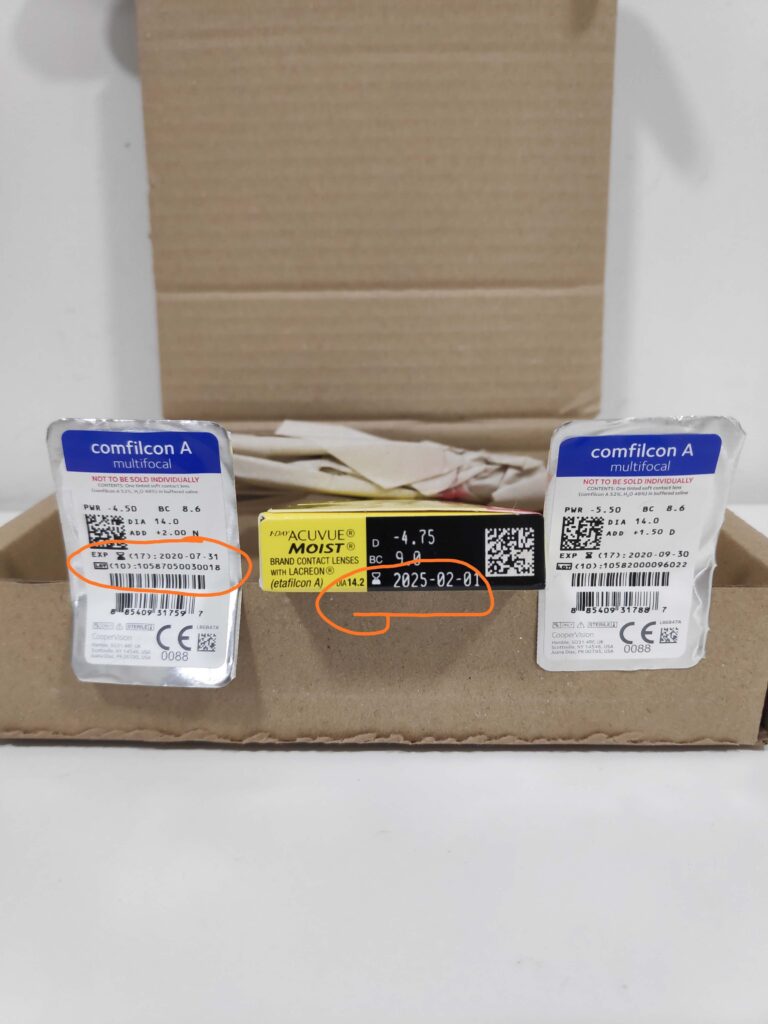 ¿Las Lentillas caducadas pueden usarse? 4 Puedes encontrar la fecha de caducidad en la solapa de las lentillas, o en la caja exterior junto a un reloj de arena.