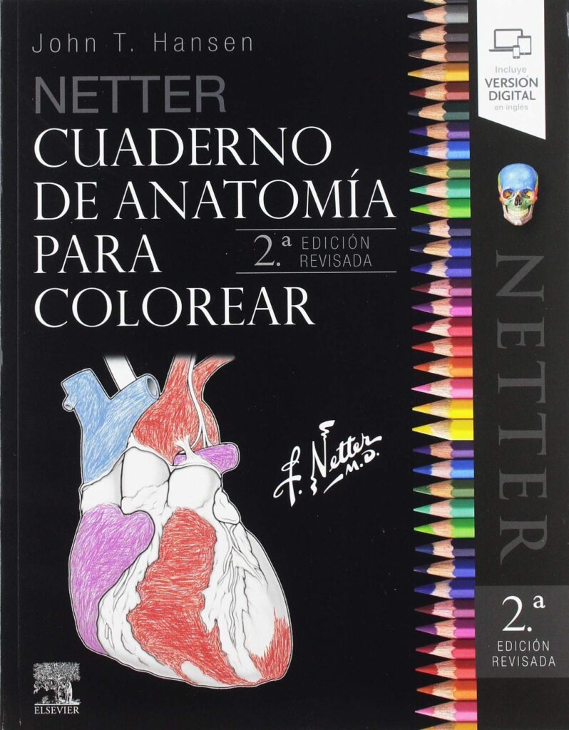 cuaderno de anatomía para colorear y aprender distintas partes de los órganos, especialmente útil para estudiantes de medicina, enfermería y fisioterapia.
