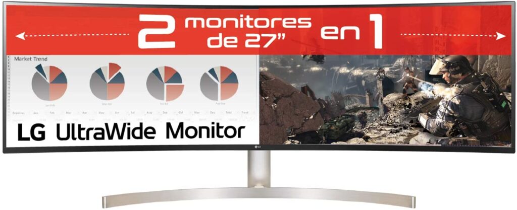Las mejores Pantallas para trading 2024 5 Monitor para Trading LG 49 pulgadas equivalente a dos monitores de 27 pulgadas