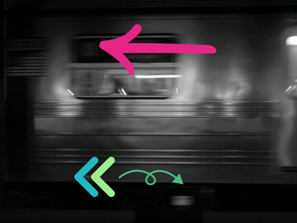 ¿Cómo funcionan los movimientos sacádicos? 👀 2 Imagen de un par de ojos humanos que realizan un movimiento sacádico. La flecha indica la dirección del movimiento.