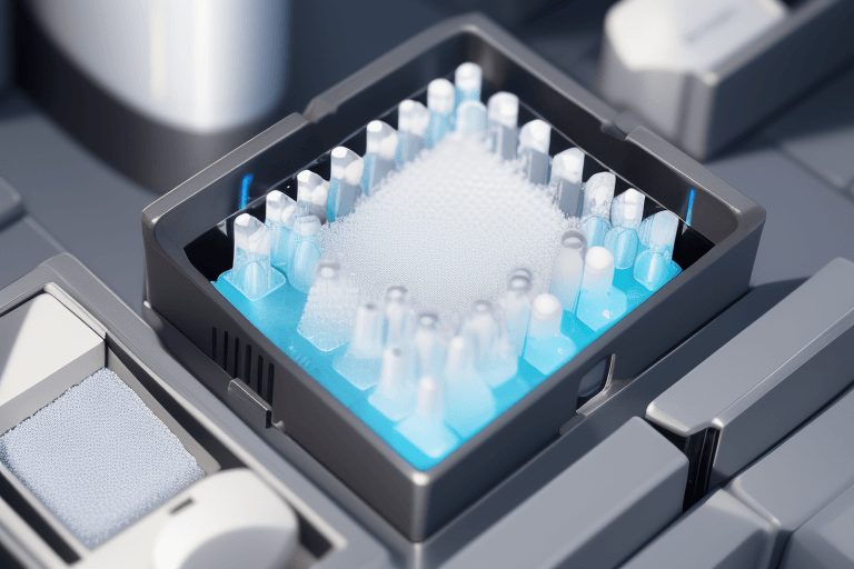 Odyssey Lens: ¿La irrupción de la nanoóptica del futuro? 2 Esta imagen muestra un chip nanométrico generado por IA que se utiliza para fabricar una placa nanoóptica. El chip está compuesto por una serie de nanoestructuras que refractan la luz de manera diferente a las lentes tradicionales. Esto permite fabricar lentes más delgadas sin sacrificar la calidad óptica.Odyssey Lens usa esta tecnología.
